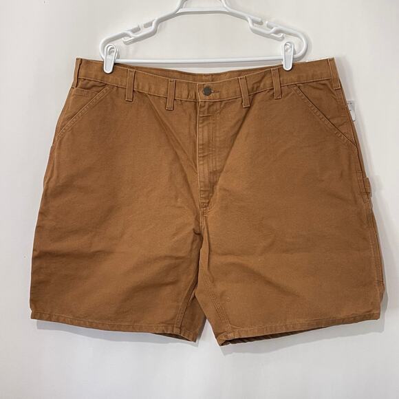 Carhartt Canvas Work Shorts Mens 44 Brown 8.5" Inseam Cargo Pockets NWT - Picture 1 of 8